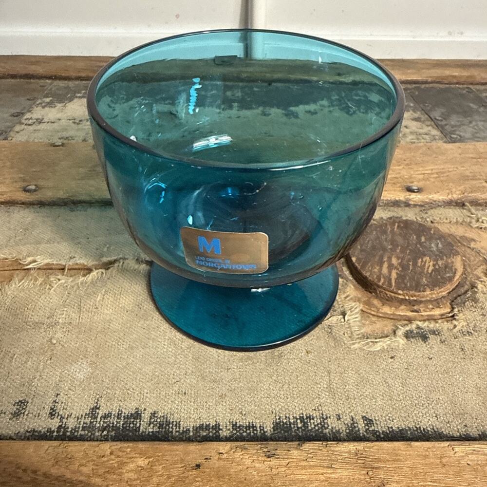 Morgantown Peacock Blue Lead Crystal Small Goblet 3.25” Tall
